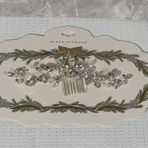 Elegant Bridal Wedding Hair Comb Silver Tone Rhinestone Embellished Floral BLING - Picture 12 of 14